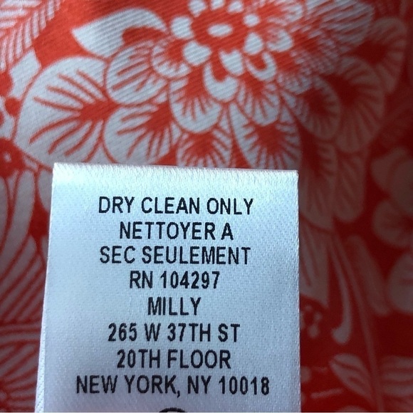 Milly Of New York Silk V-neck Fringe Trim Orange Floral Sleeveless Tank Size 6 - Picture 7 of 14